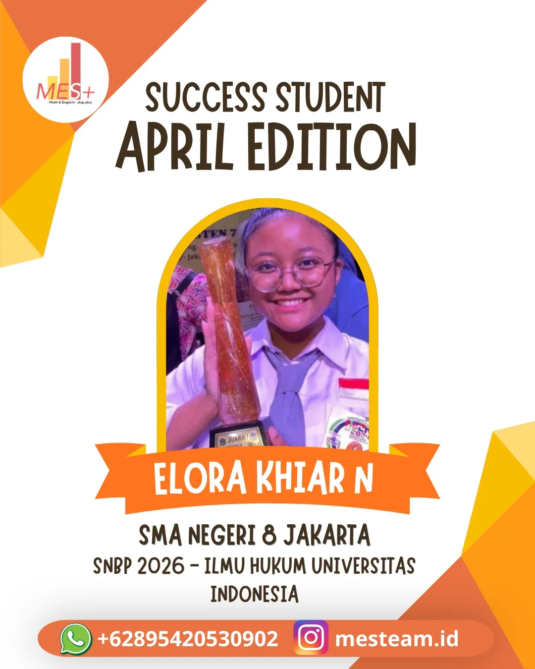 Elora — Penerima Beasiswa Talenta LPDP S1, Lulus SNBP FH UI 2026