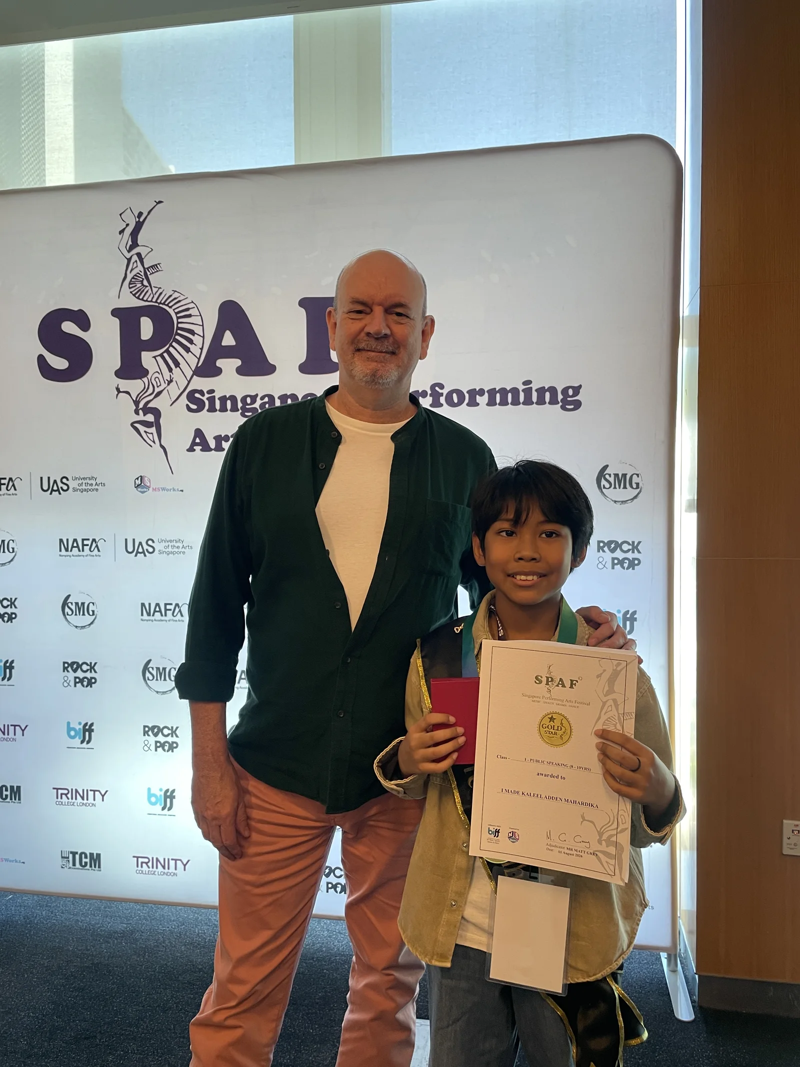 Kaleel — Gold Star Medal Singapore Public Speaking Competition