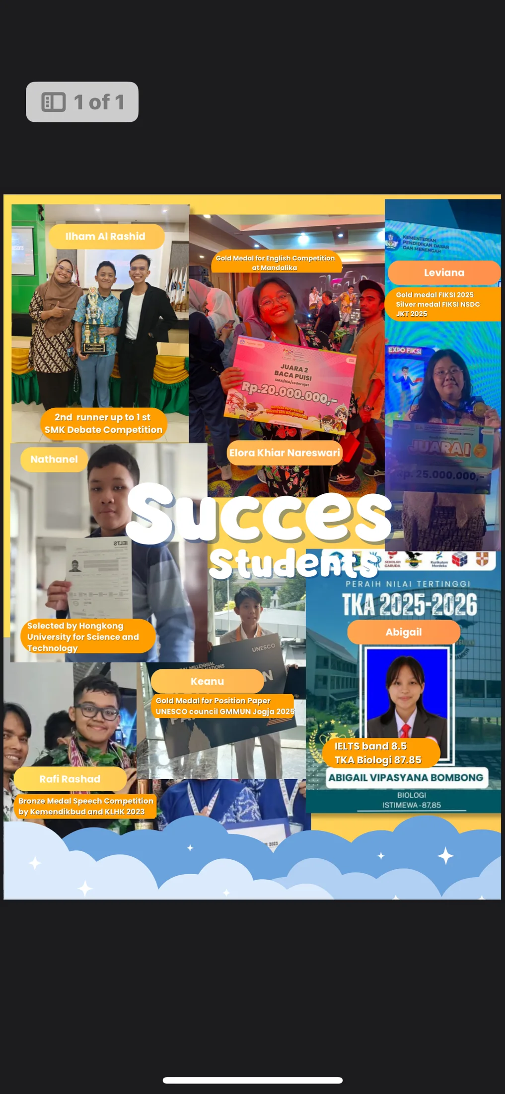 Prestasi Siswa — Daftar Kejuaraan Siswa MES+